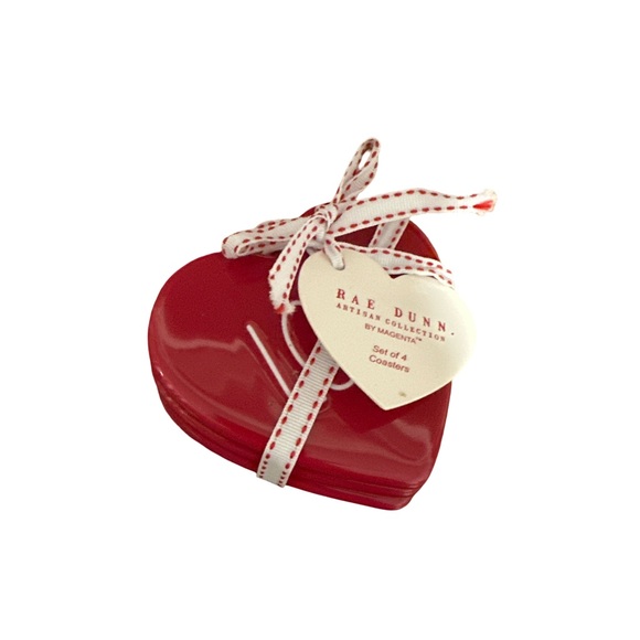 Rae Dunn Other - Rae Dunn Heart Love Coasters Red Artisan Collection Set of 4